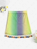 Fishnet Tasseled Colorful Ombre Cover Up Skirt L Multi a