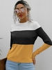 Fitted Ribbed Colorblock Knitwear Xl White