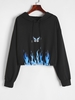 Flame Butterfly Graphic Hoodie L Black