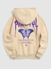 Flame Butterfly Letter Printed Fleece-lined Hoodie M Light coffee