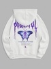 Flame Butterfly Letter Printed Fleece-lined Hoodie Xxl White