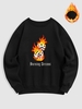Flame Dice Pattern Fleece-lined Sweatshirt 2xl Black