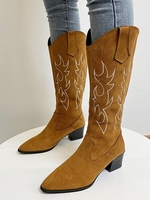 Flame Embroidered Western Cowboy Boots