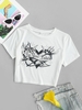 Flame Heart Print Crop T Shirt L White