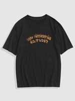 Flame Letters Print Slogan T-shirt S Black