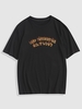 Flame Letters Print Slogan T-shirt Xl Black