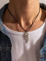 Flame Metal Cord Pendant Necklace
