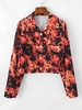 Flame Pattern Flap Detail Short Jacket S Red