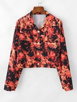 Flame Pattern Flap Detail Short Jacket Xl Red