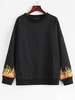 Flame Print Drop Shoulder Loose Sweatshirt S Black