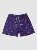 Flamingo Printed Drawstring Vacation Beach Shorts Xl Deep blue