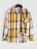 Flannel Pocket Plaid Letter Patched Shirt Xxl Rubber ducky yellow