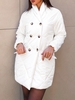 Flap Detail Double Breasted Puffer Quilted Coat M White