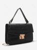 Flap Embossed Solid Color Crossbody Bag