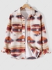 Flap Pocket Design Ethnic Aztec Print Button Fly Shacket M Valentine red
