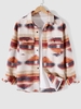 Flap Pocket Design Ethnic Aztec Print Button Fly Shacket S Valentine red