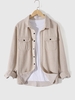 Flap Pocket Long Sleeves Shacket L Light coffee