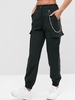 Flap Pockets Chain Jogger Techwear Pants S Black