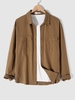 Flap Pockets Cotton Shirt S Wood