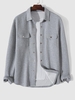 Flap Pockets Design Textured Button Fly Jacket M Dark gray