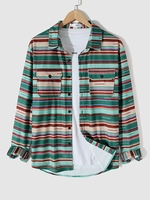 Flap Pockets Stripes Cargo Shirt M Multi a