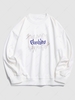Flashing Letter Line Graphic Drop Shoulder Sweatshirt 3xl White