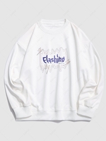 Flashing Letter Line Graphic Drop Shoulder Sweatshirt 3xl White