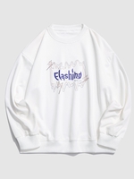 Flashing Letter Line Graphic Drop Shoulder Sweatshirt 4xl White