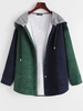 Fleece Lined Colorblock Corduroy Combo Jacket S Deep green
