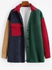 Fleece Lined Colorblock Corduroy Shacket S Deep green