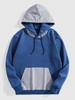Fleece Lined Colorblock Hoodie L Blue