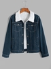 Fleece Lined Denim Jacket L Deep blue