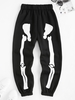 Fleece-lined Halloween Skeleton Print Joggers M Black