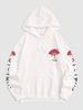 Fleece-lined Japanese Fan Sakura Graphic Hoodie L White