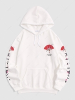Fleece-lined Japanese Fan Sakura Graphic Hoodie S White