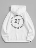 Fleece Lined Letter Graphic Hoodie L White