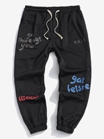 Fleece Lined Letter Jogger Sweatpants 3xl Black