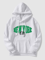 Fleece-lined New York City Graphic Print Essentials Hoodie S White