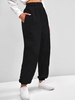 Fleece Lined Pocket Beam Feet High Rise Pants L Black