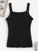 Fleece Lined Ribbed Knit Slim Tank Top Black