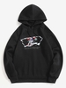 Fleece Lined Slogan Astronaut Print Hoodie S Black