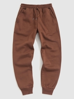 Fleece-lined Solid Color Jogger Sweatpants 2xl Coffee