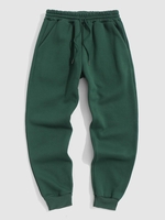Fleece-lined Solid Color Jogger Sweatpants 2xl Deep green