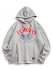 Fleece-lined Tokyo Tennis Rackets Letter Print Graphic Hoodie Xl Dark gray