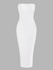Fleece Lining Slinky Midi Tube Dress L White
