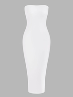 Fleece Lining Slinky Midi Tube Dress S White
