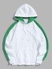 Fleece Lining Unisex Raglan Sleeves Colorblock Pocket Pullover Sweatshirt M White