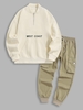 Fleece Lining WEST COAST Embroidery Zip Essentials Sweatshirt With Cargo Pants Two Piece Set Multi a
