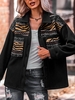 Fleece Pocket Drop Shoulder Animal Insert Shacket M Black