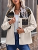 Fleece Pocket Drop Shoulder Animal Insert Shacket M Light coffee